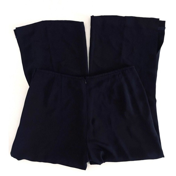 Escada | Wide Leg Slit Crop Pants Womens Size 44 Navy Blue Silk Loose Fit - Picture 2 of 12